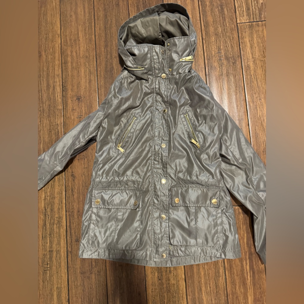 BCBGeneration Hooded Utility Jacket – Taupe/Olive – Size M – Gold Hardware